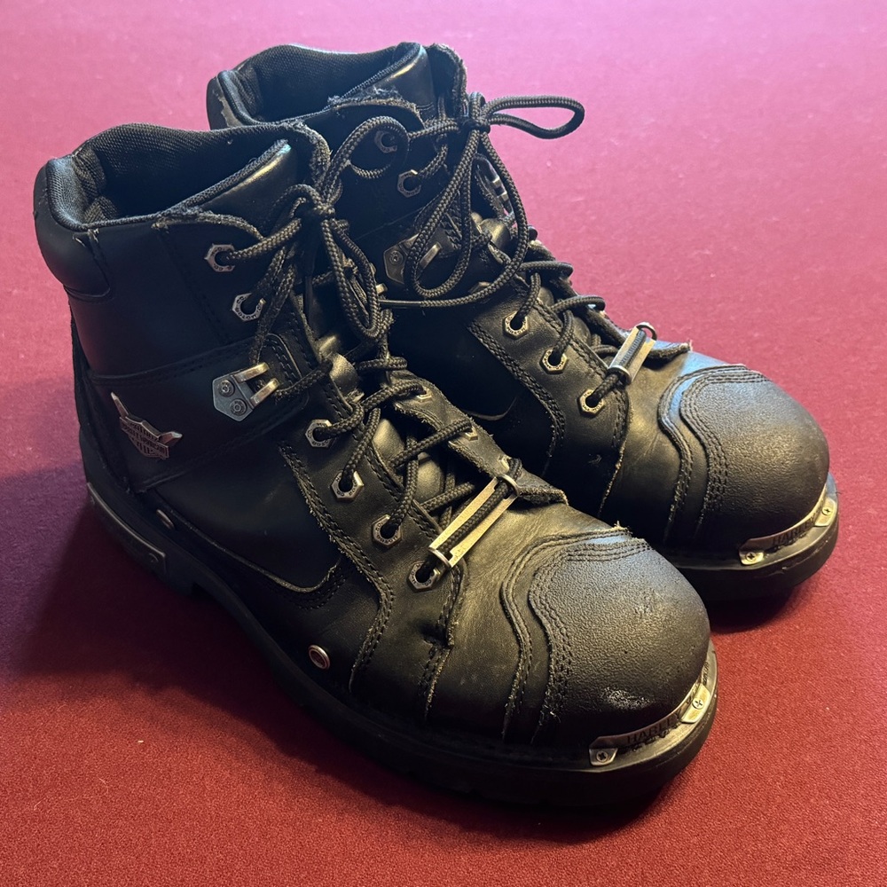 Harley Davidson Leather Steel Toe Vintage Biker Boots